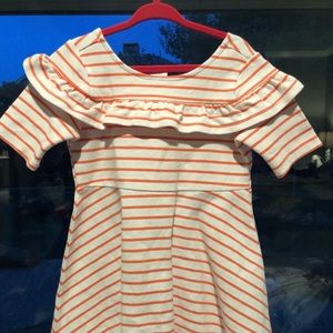 Janie and Jack coral striped ruffle dress